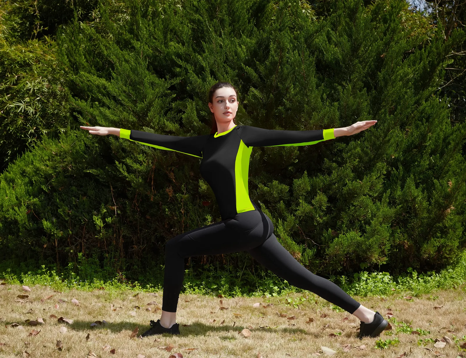 T-acre Black Green Long Sleeve Performance Top