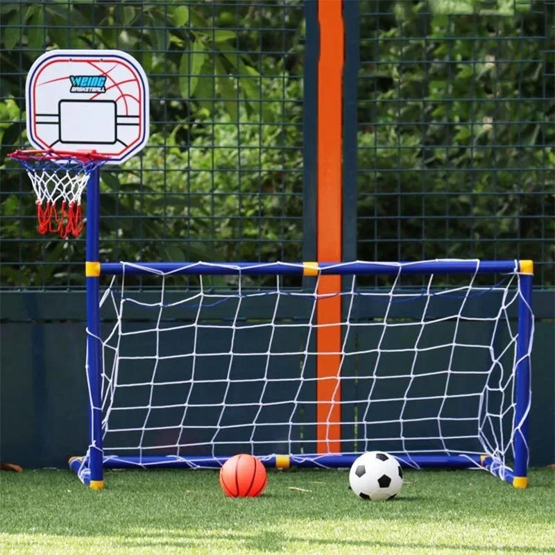 Kids Dual Sports Basketball and Soccer Set - All-in-One Outdoor Playset for Children