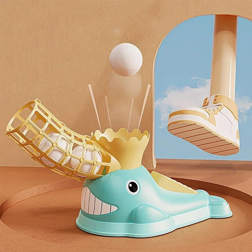 Kid's Fun Baseball Training Set: Foot Launcher Catapult & Bat - Perfect Outdoor Toy