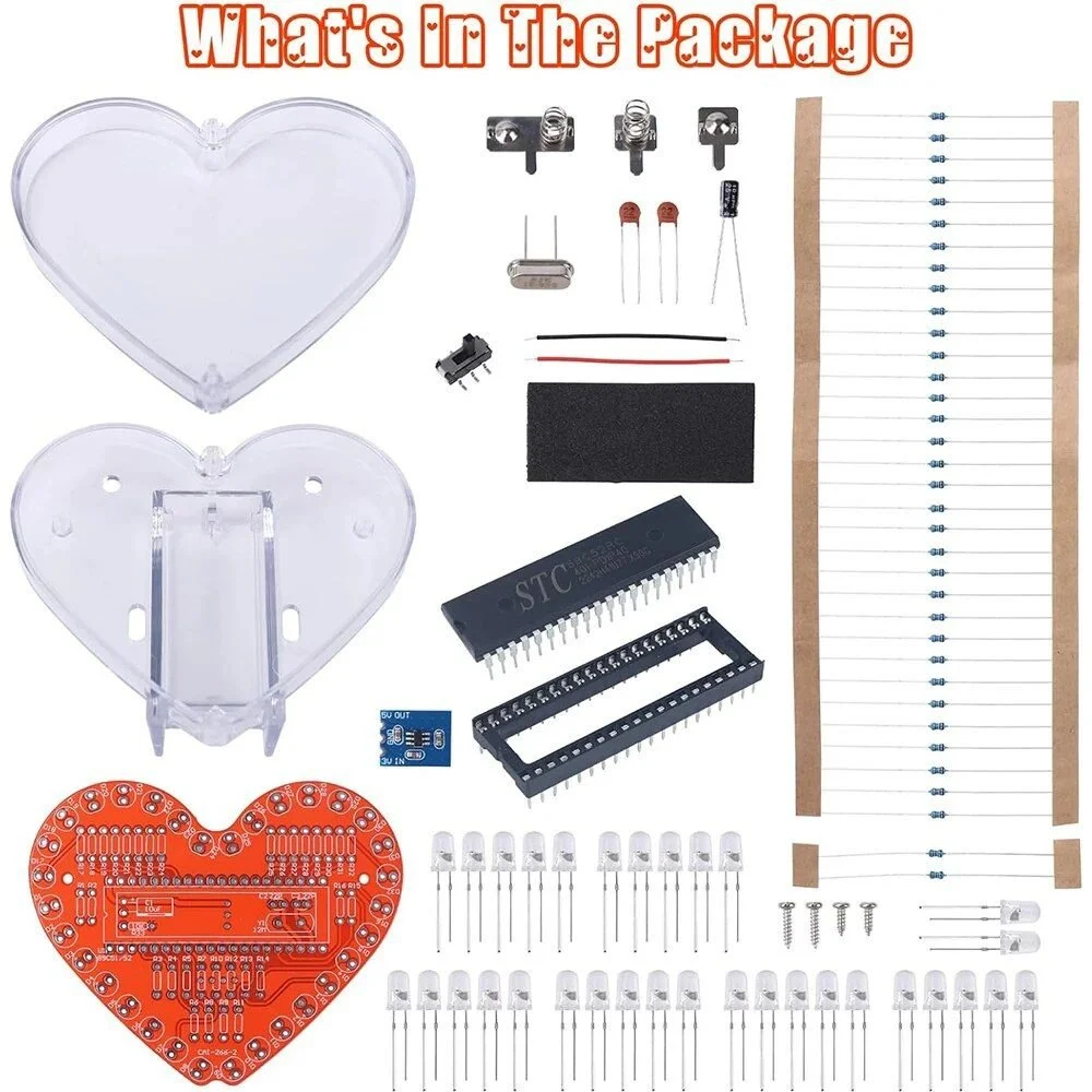 Heart-Shaped RGB LED Light Kit - DIY Soldering Project for STEM Education