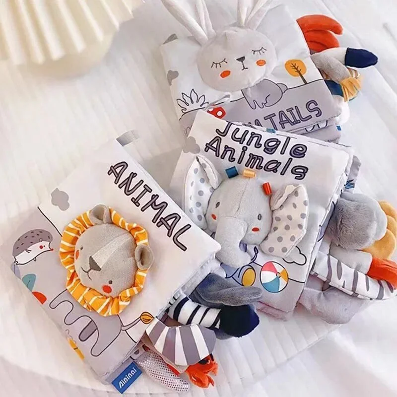 Soft Baby Fabric Books with Animal Tails: Early Learning Touch & Feel Cloth Toy