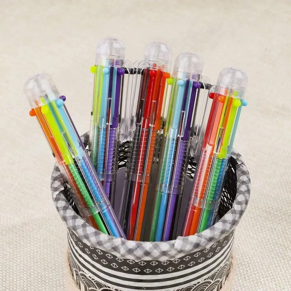Multicolor 6-in-1 Retractable Ballpoint Pens 0.5mm, 50 Pack