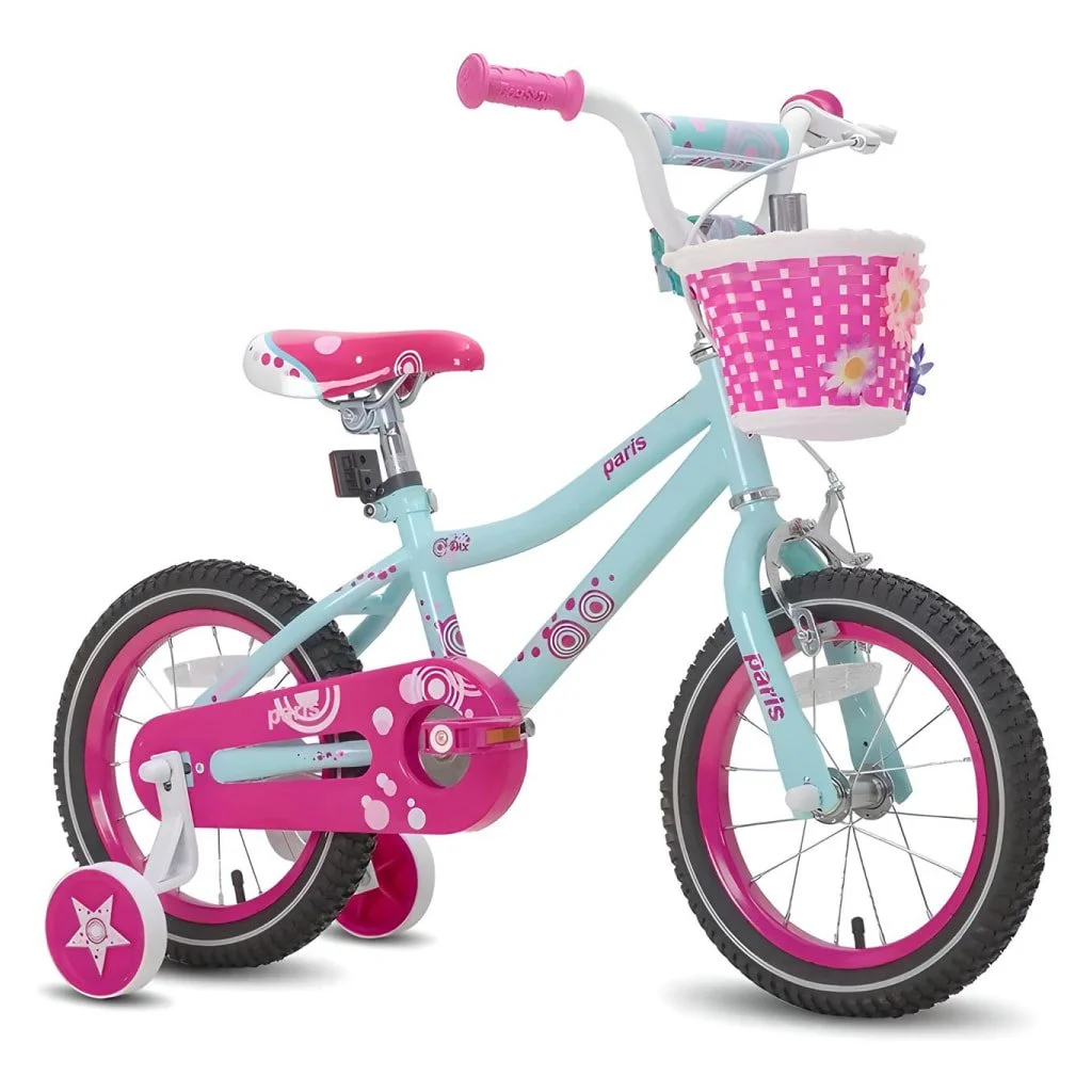 Paris Girls Bicycle for Kids 2-9 Years with Training Wheels & Handbrake - Perfect First Bike
