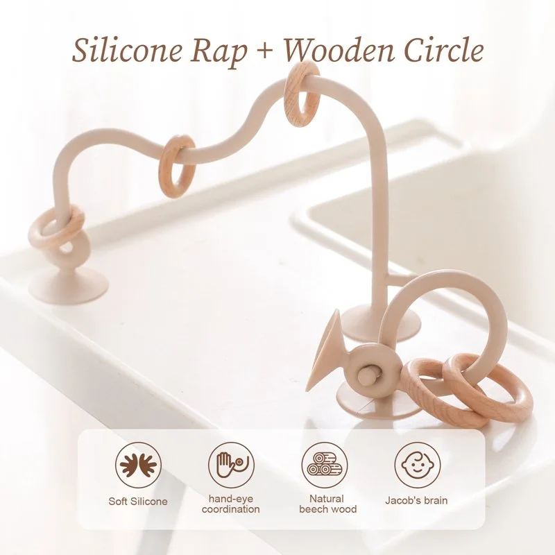 Baby Wood Ring Soft Silicone Teether Toys