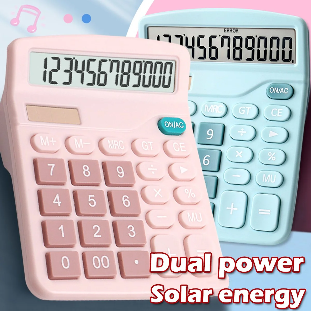 Solar-Powered 12-Digit Scientific Calculator with Dual Power for Students & Office