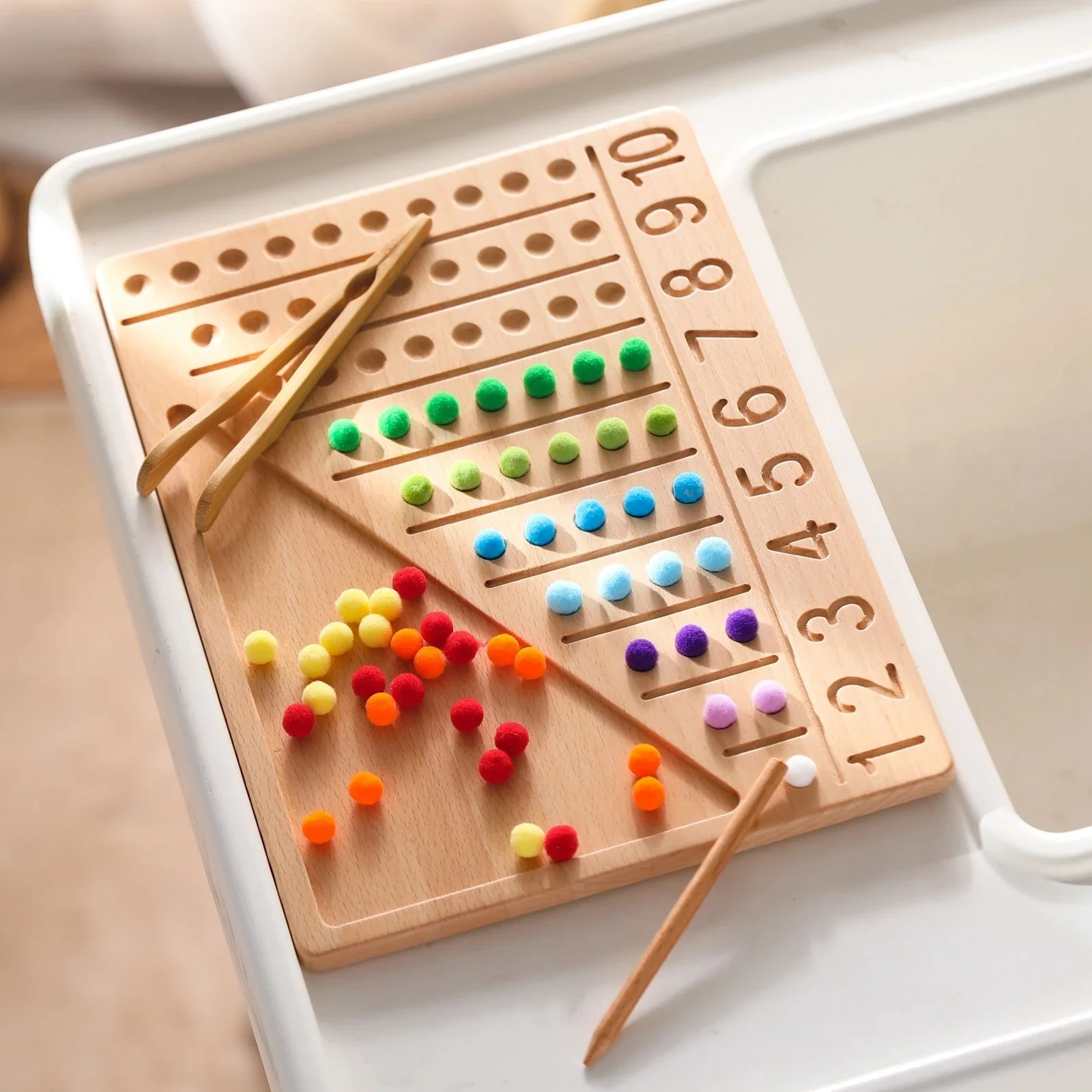 Double-Sided Wooden Montessori Letter Tracing and Counting Board