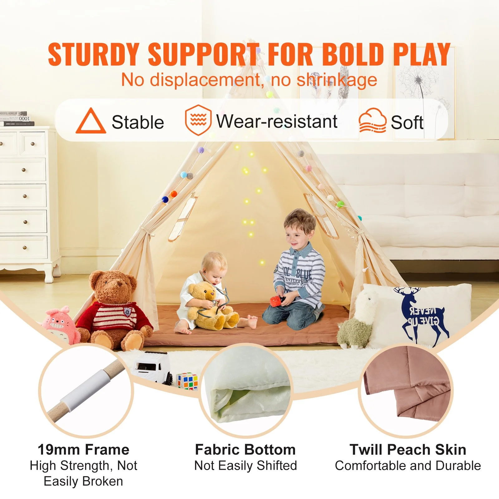 Kids Teepee Play Tent with Windows
