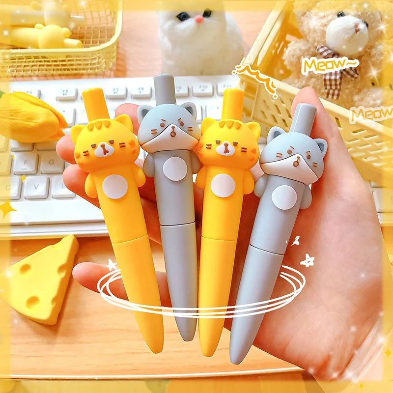 Kawaii Cat Gel Pens - Aesthetic Cute Mini Ballpoint Office and School Stationery
