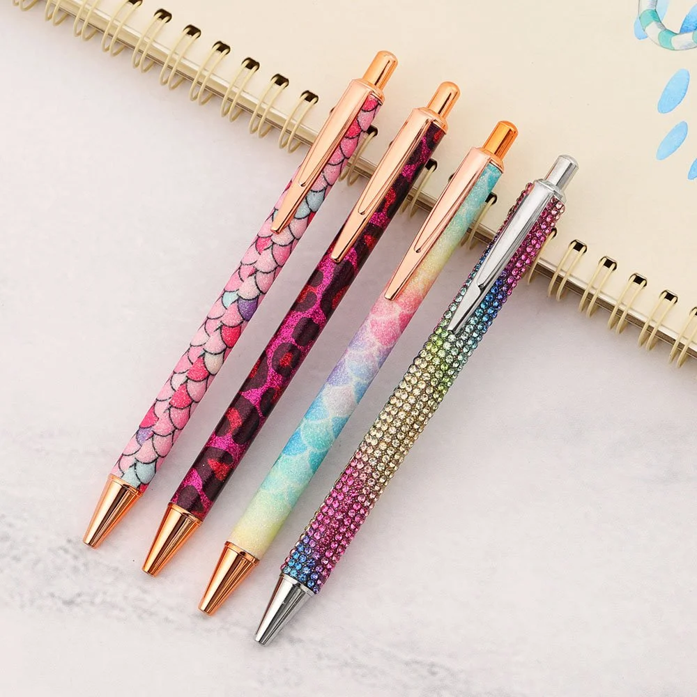 Luxury Metal Ballpoint Pens, Cute Press & Spin Design, 4-Pack for Office & School