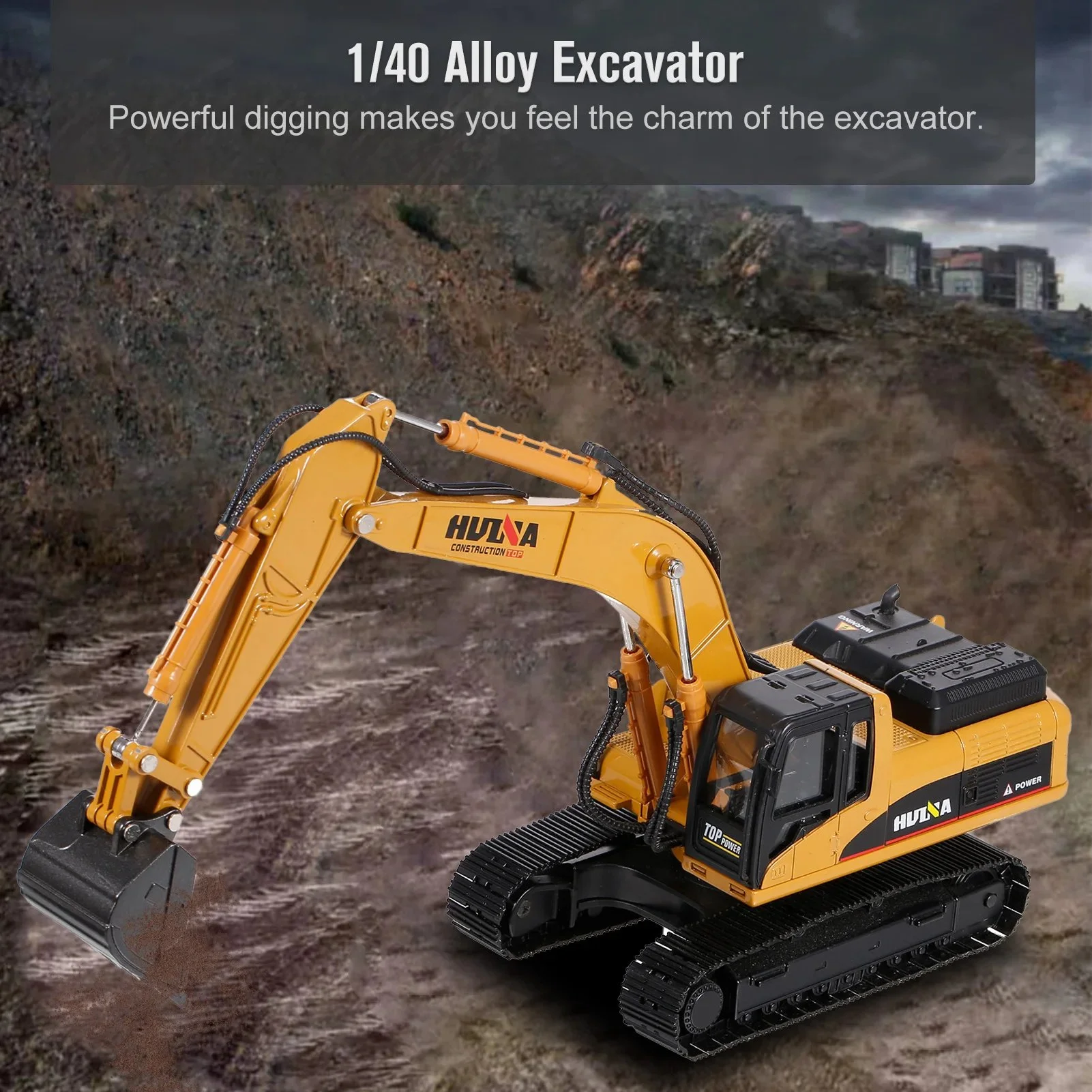 1/40 Large Metal Alloy Excavator Toy Model
