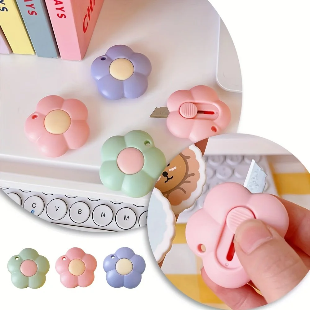 6pcs Mini Flower Cloud-Shaped Retractable Utility Knives