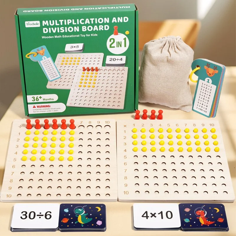 Montessori Wooden Math Multiplication Board – Educational Toy for Kids