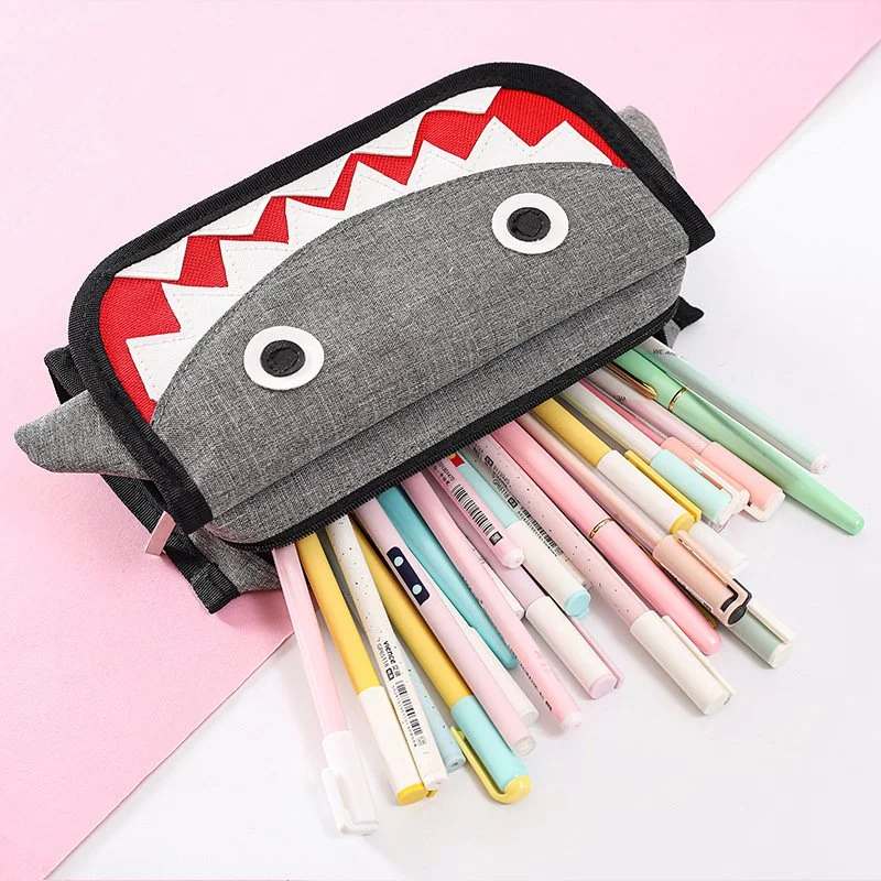 Shark-Themed Large Capacity Pencil Case for School and Office Supplies