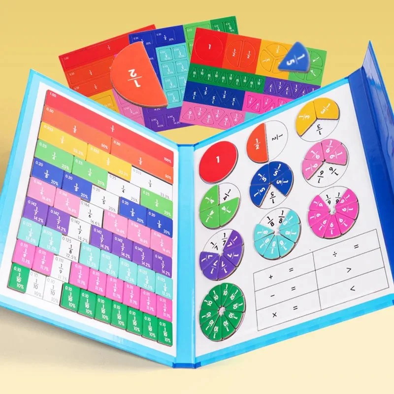Magnetic Wooden Fraction Learning Book Set for Kids