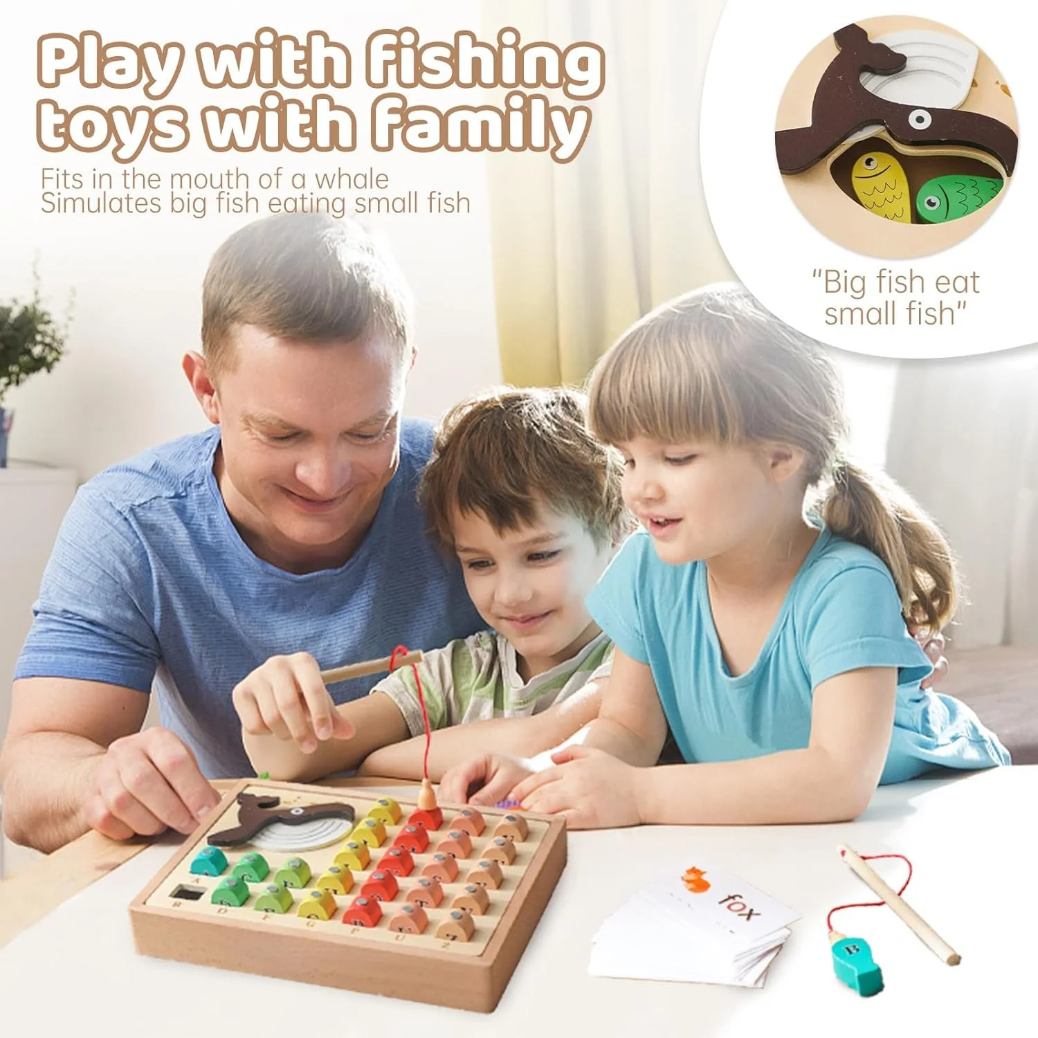 Wooden Magnetic Fishing Game Alphabet Puzzle for Kids