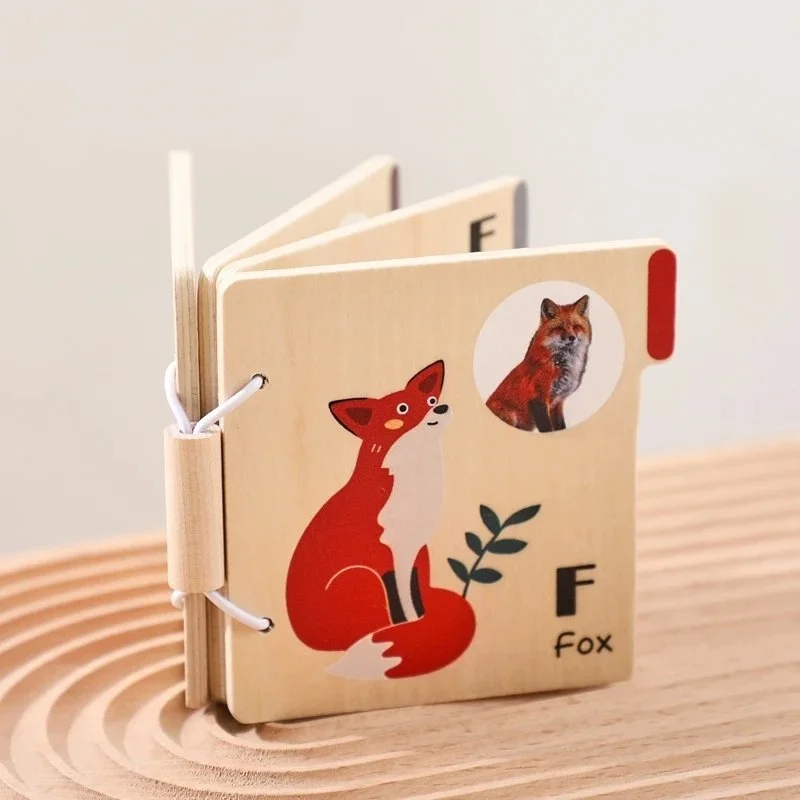 Educational Wooden Baby Animal Card Book