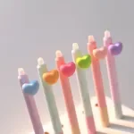 Kawaii Erasable Gel Pens Set – Cute Heart Design, 0.5mm Blue Ink