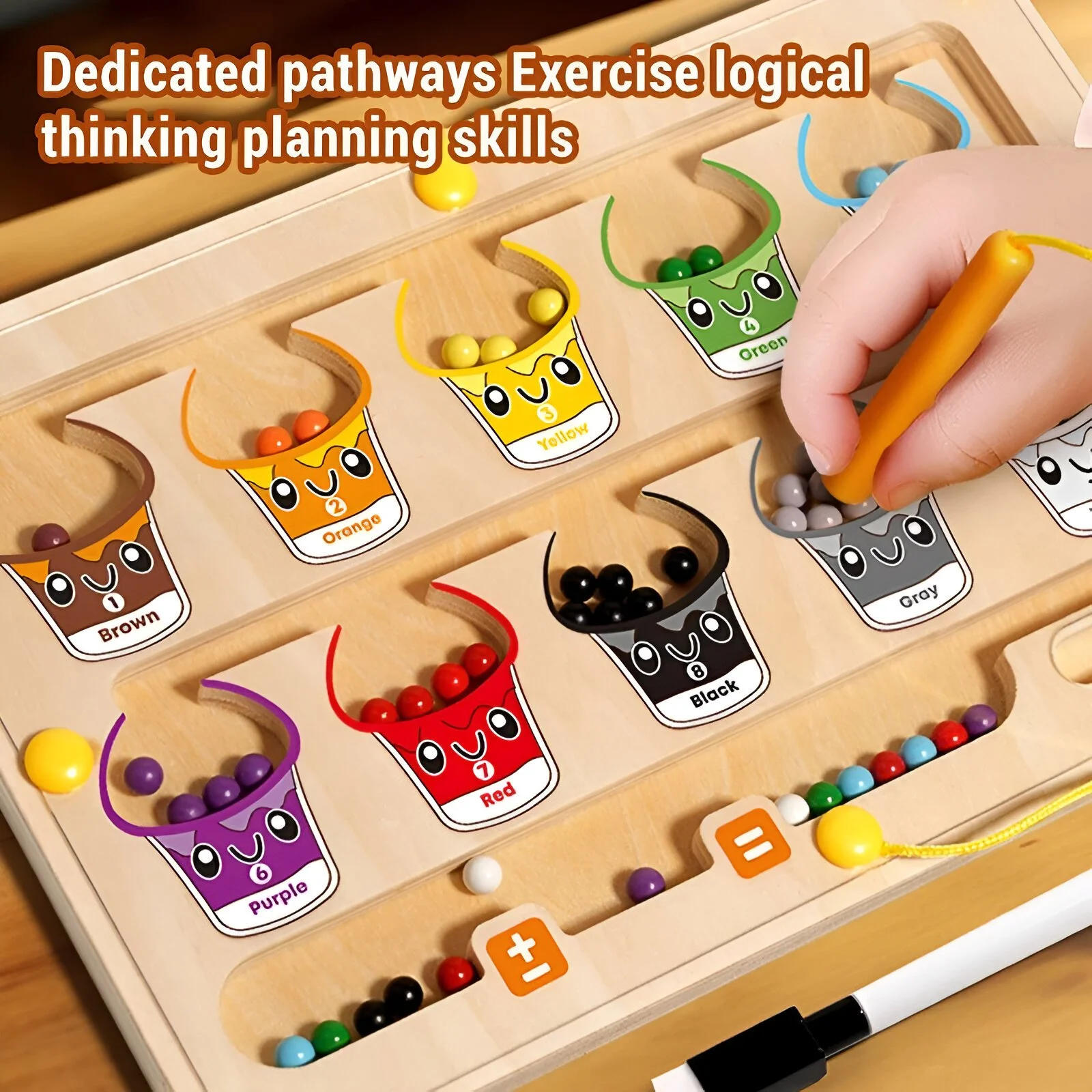 2-in-1 Montessori Magnetic Color Sorting Maze & Drawing Board for Kids