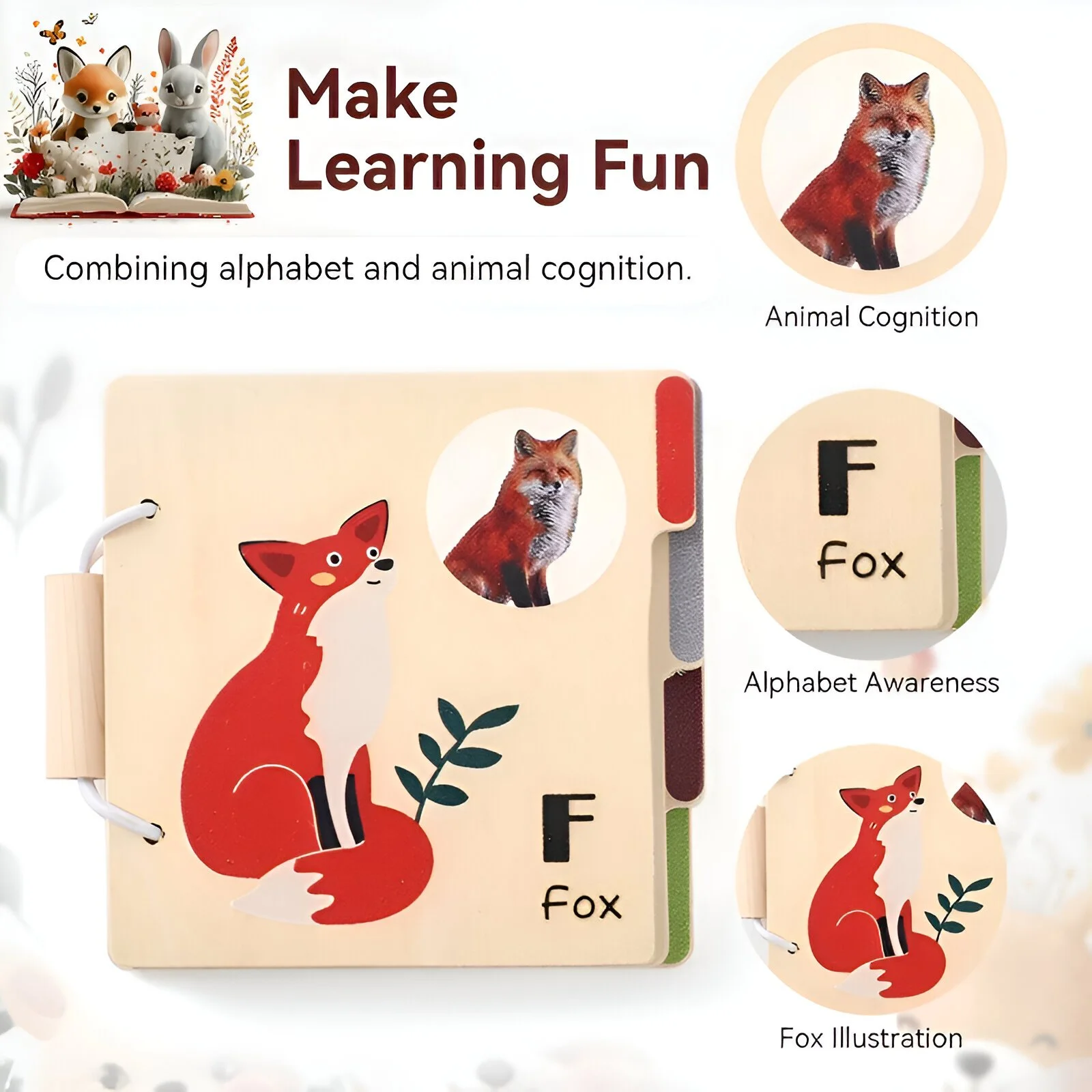 Montessori Baby Animal Reading Card Toy