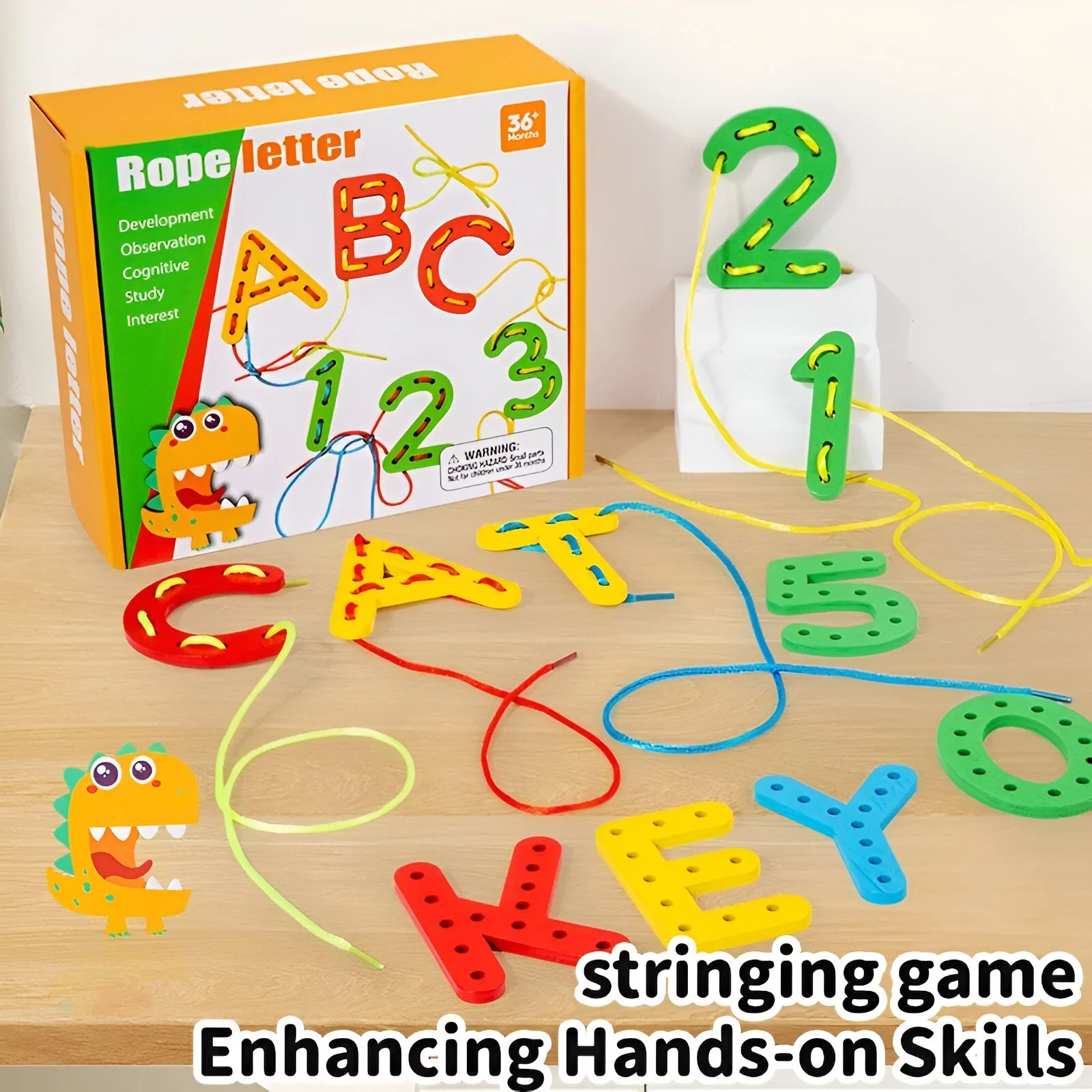 Montessori Threading Letters & Numbers Toy