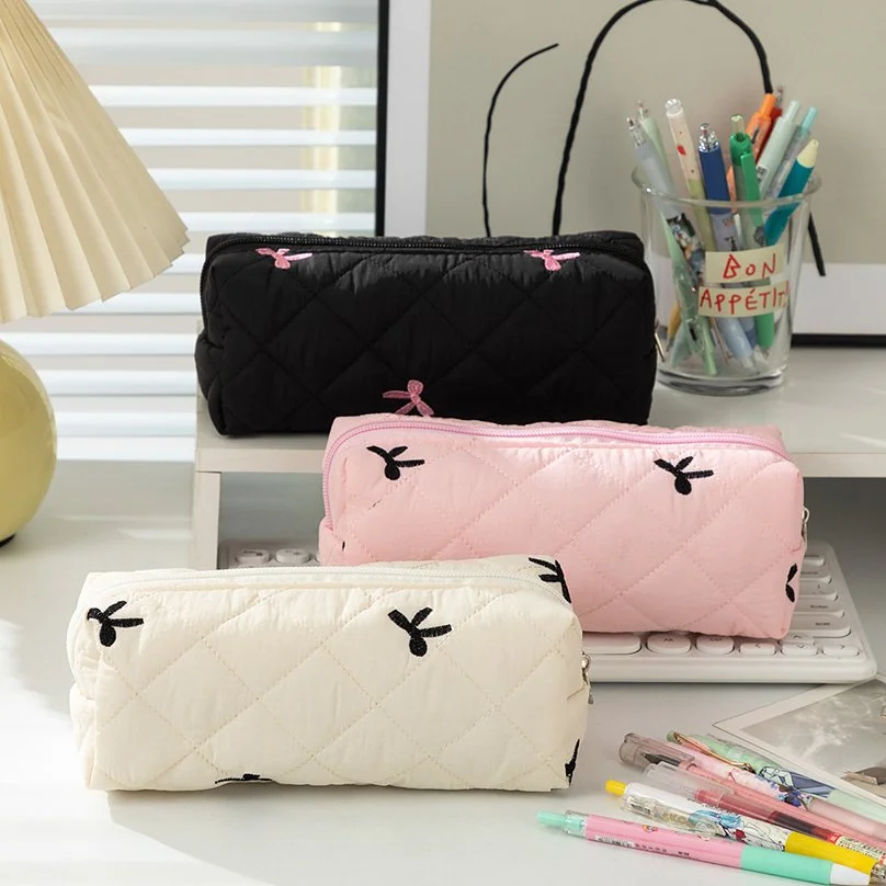 Cute Bow Ribbon Pencil Case for Girls