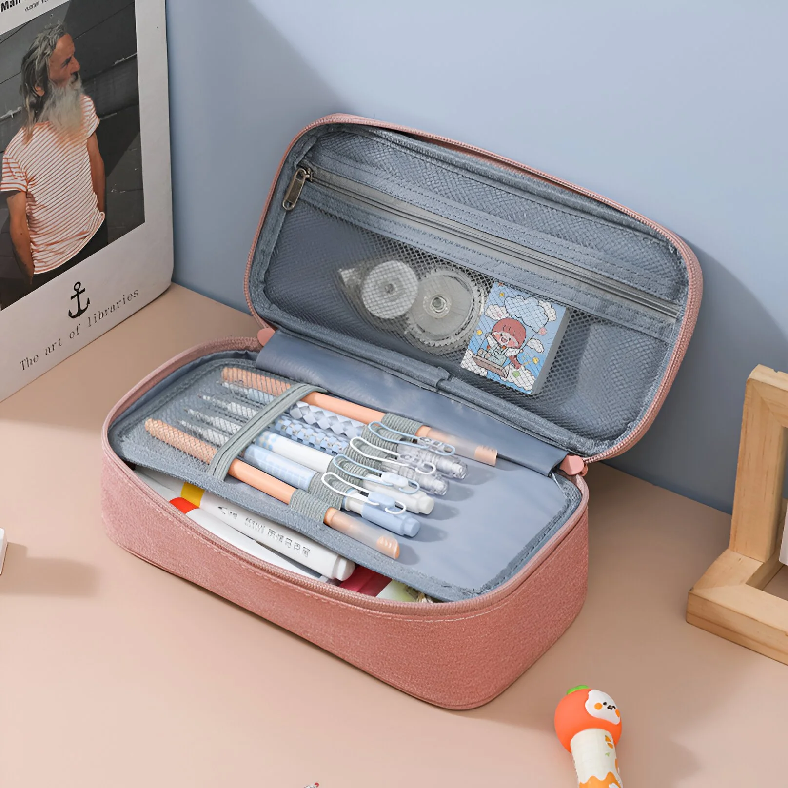 Large Capacity Solid Color Pencil Case