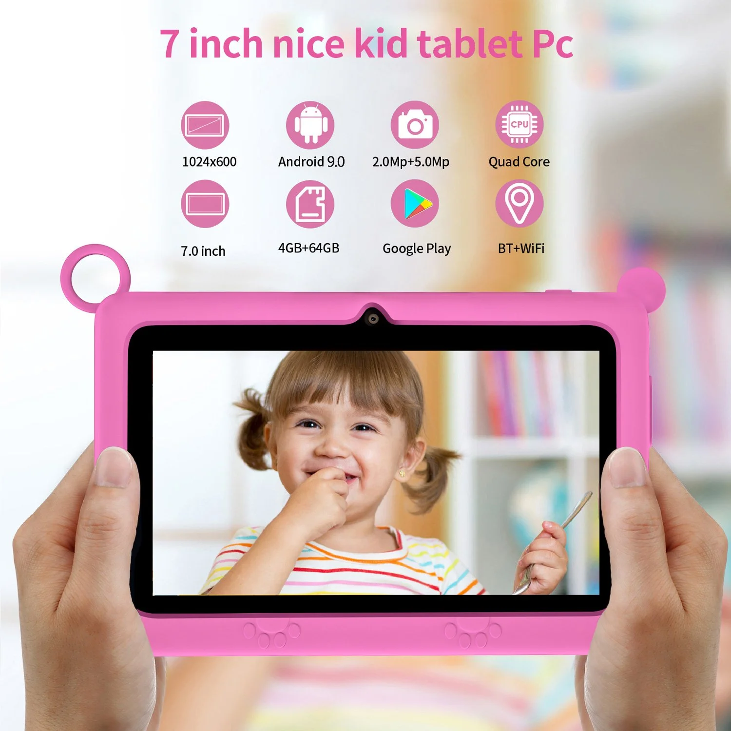 7-inch Kids Tablet with Quad-Core, 4GB RAM, 64GB Storage