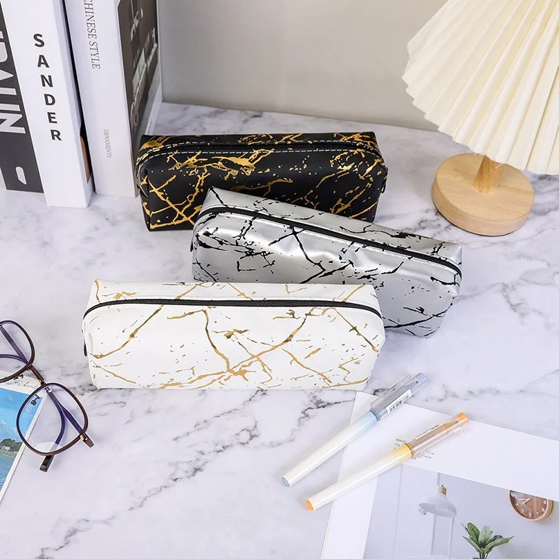 Marbling PU Leather Pencil Case