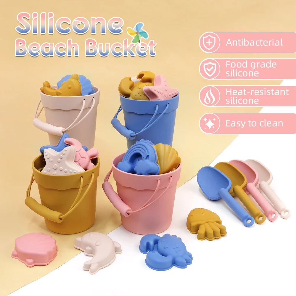Silicone Beach Toy Set for Kids - Shovel, Bucket & Sand Play Tools