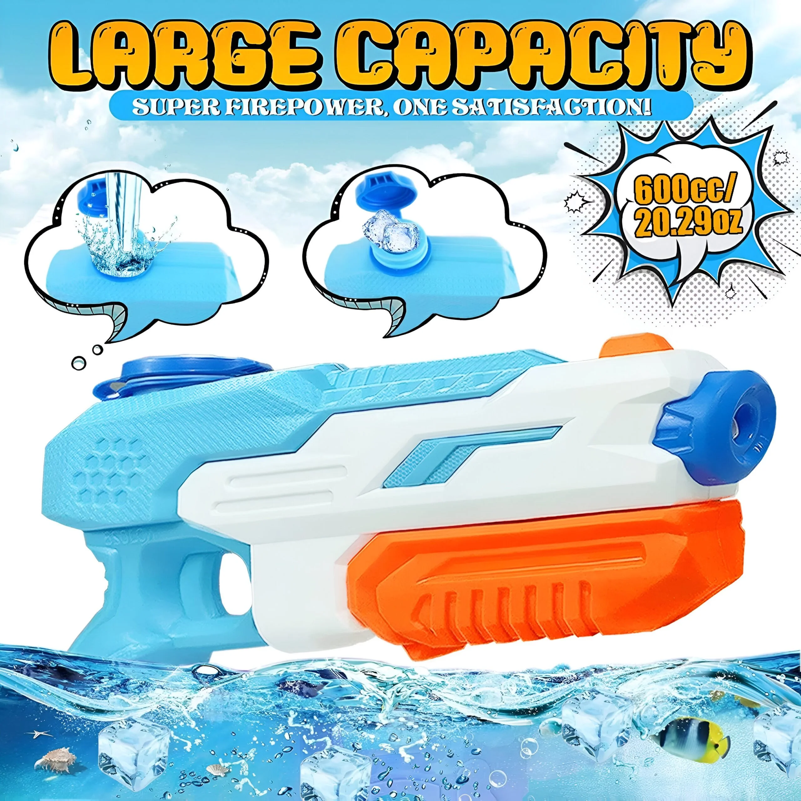 Water Guns Summer Soaker - 600CC High-Capacity Squirt Guns for Kids & Adults
