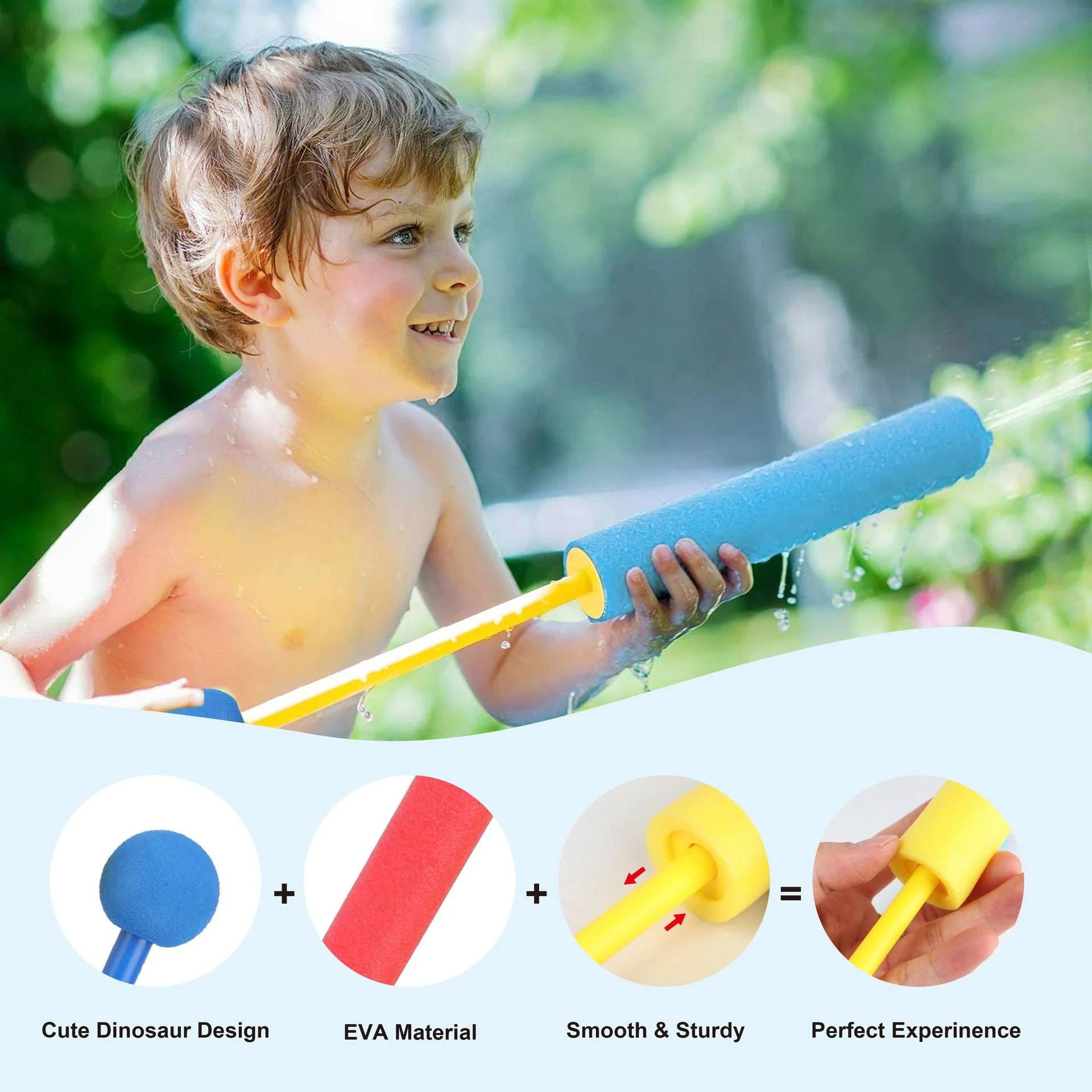 4-Pack Water Blaster Guns – 30ft Range, Foam Soakers
