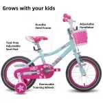 Kids Bike with Training Wheels, Basket, Water Bottle, Handbrake