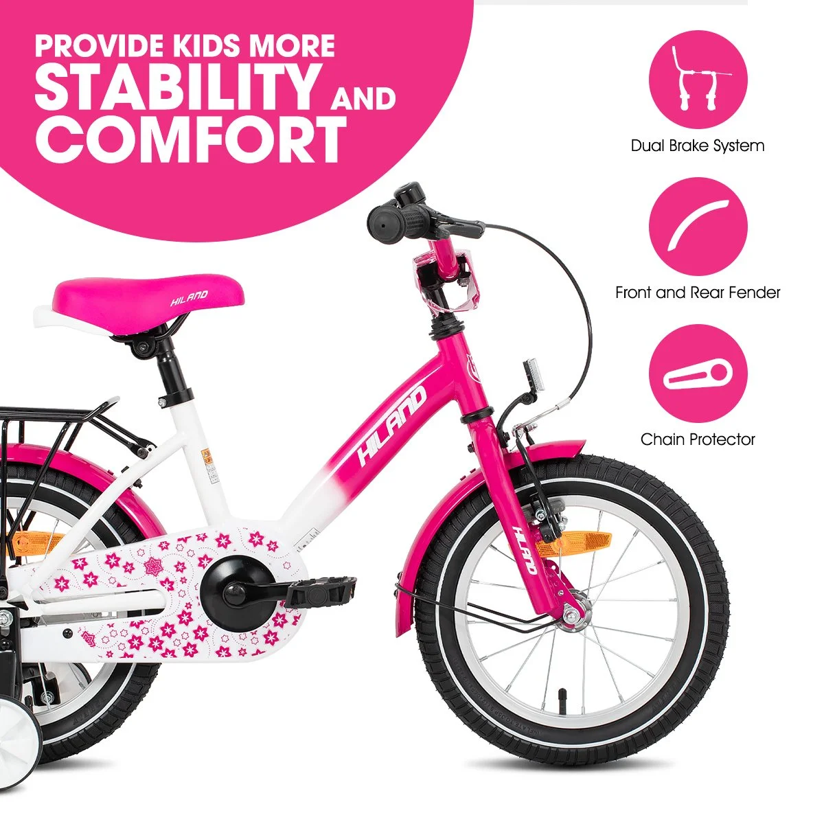 16" Kids Bike with Training Wheels & Rear Rack for 4-7 Year Old Toddlers