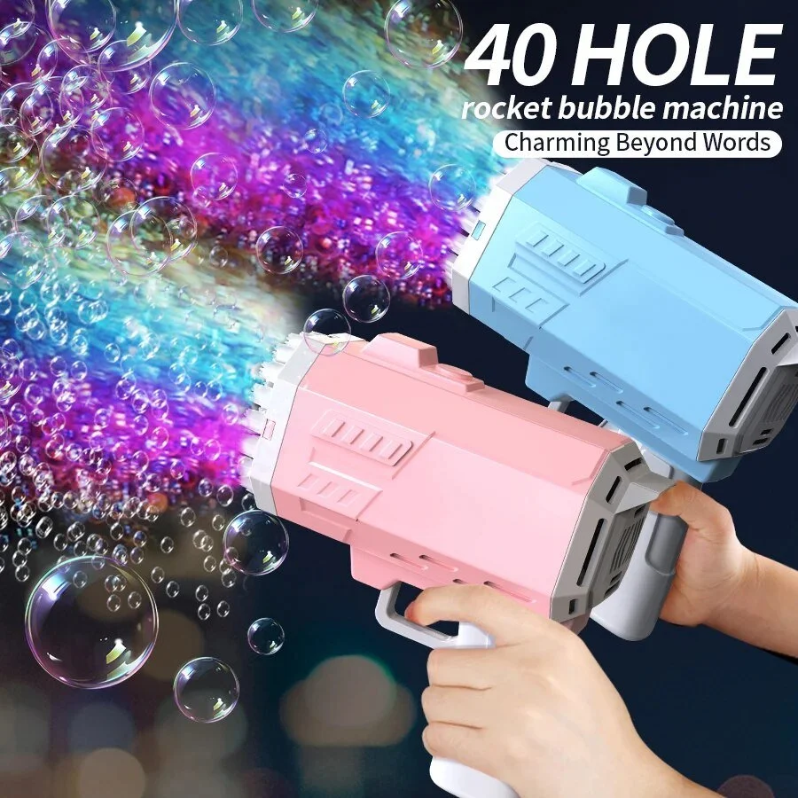 40-Hole Handheld Bubble Gun – Fun Outdoor Toy for Kids & Weddings (No Bubble Water Included)