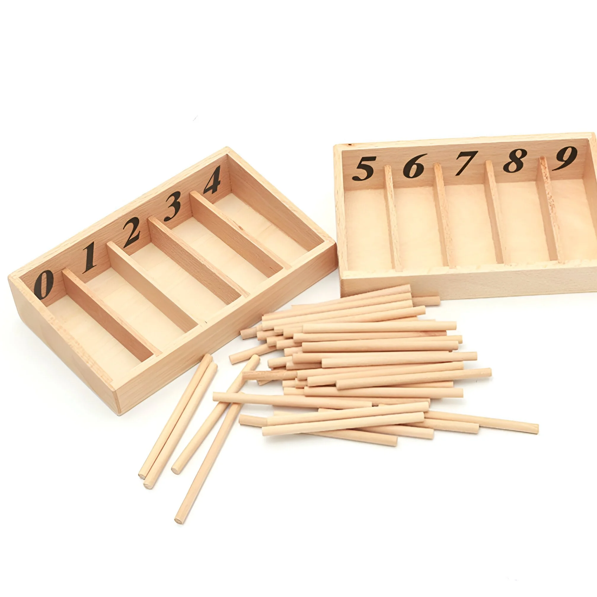 Montessori Spindle Box Math Toy with 45 Wooden Rods