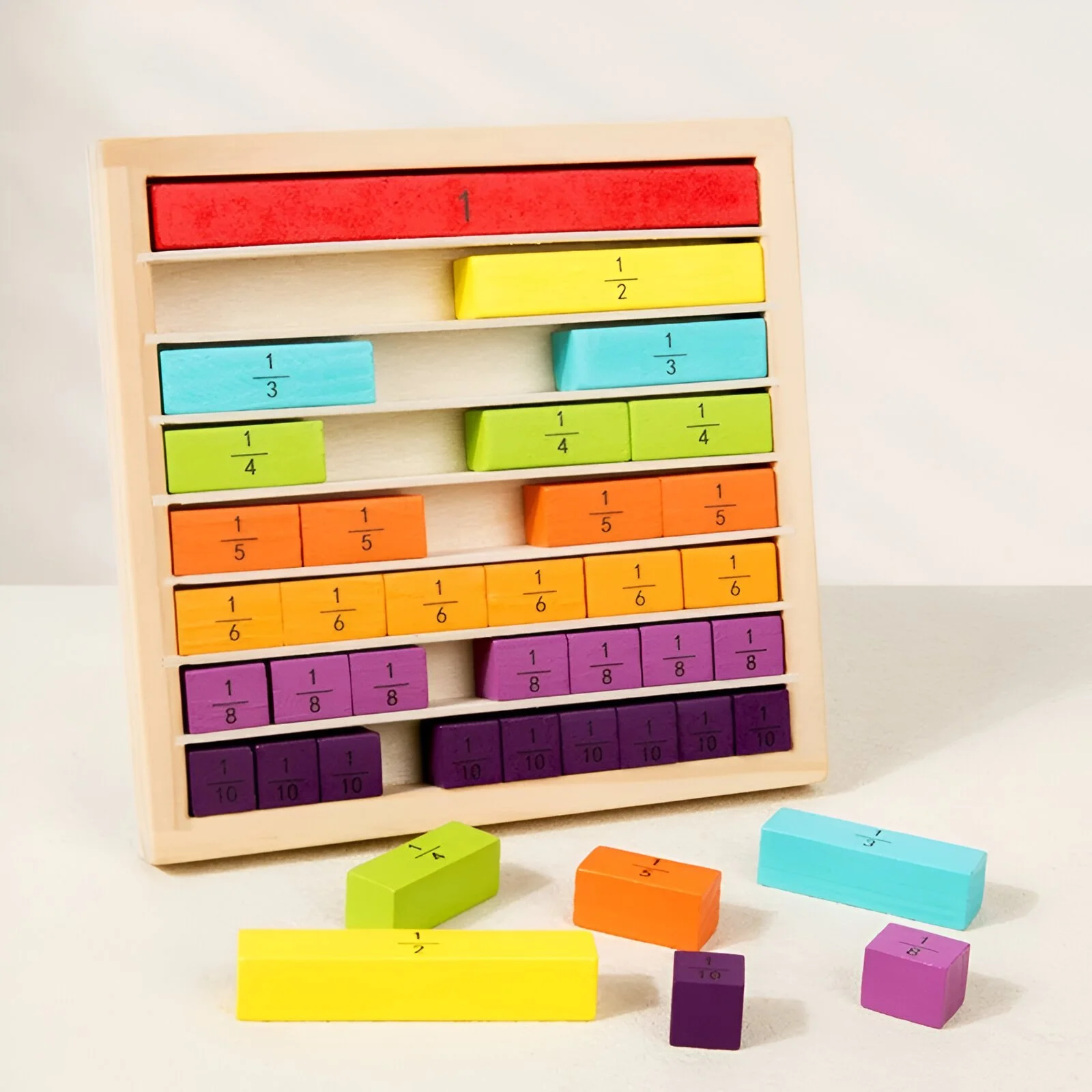 Wooden Fraction Puzzle Board