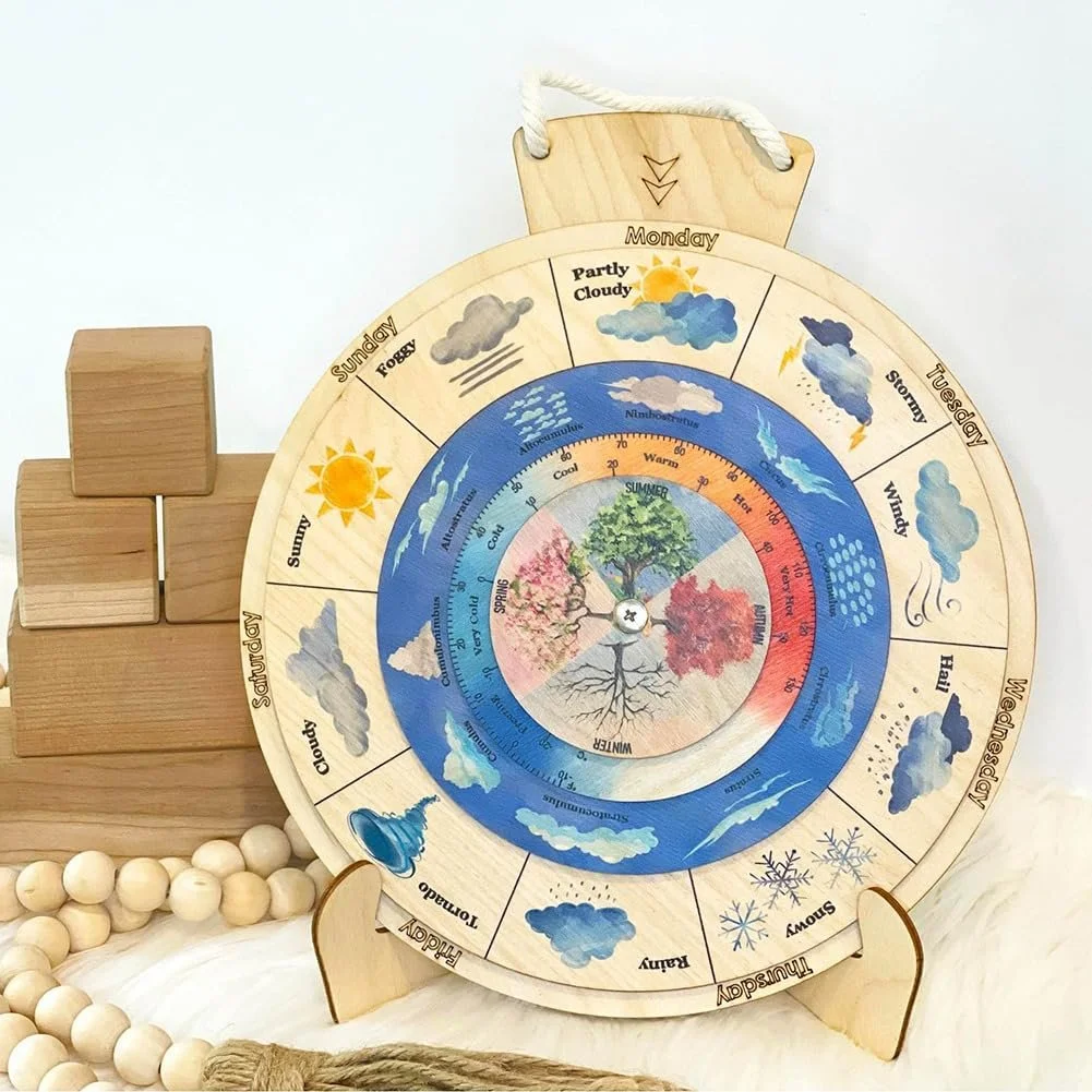 Montessori Wooden Weather Puzzle Board for Kids