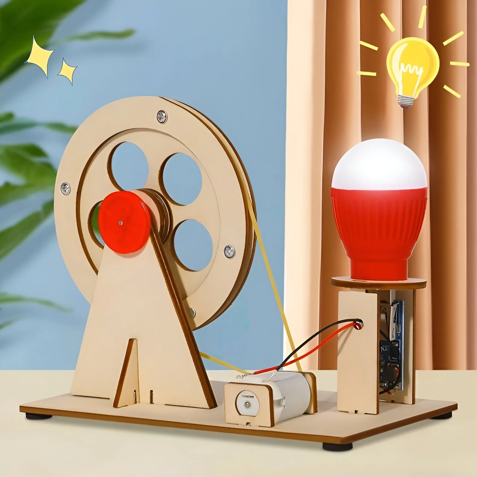 Wooden Hand Crank Generator Toy