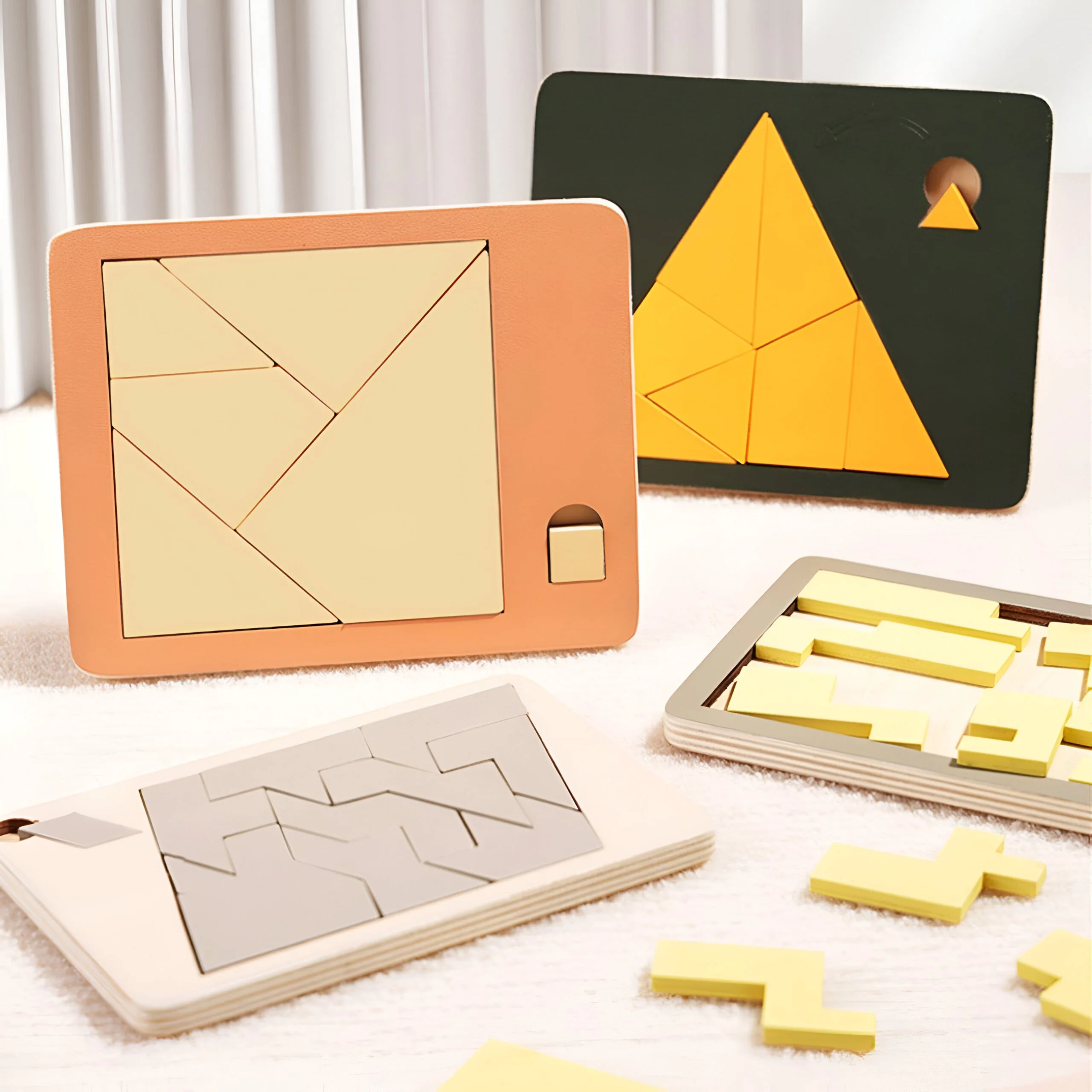 5pcs Geometric Wooden Tangram Puzzle Set