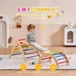 5-in-1 Wooden Pikler Triangle Climbing Set for Toddlers