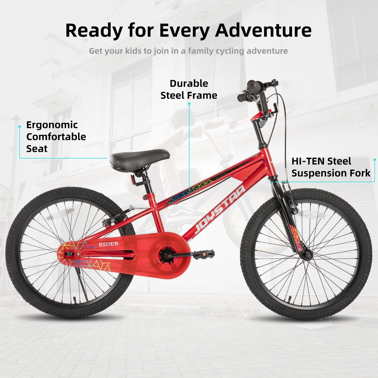 20-Inch Kids’ Bike with Durable Carbon Steel Frame and V-Brake System