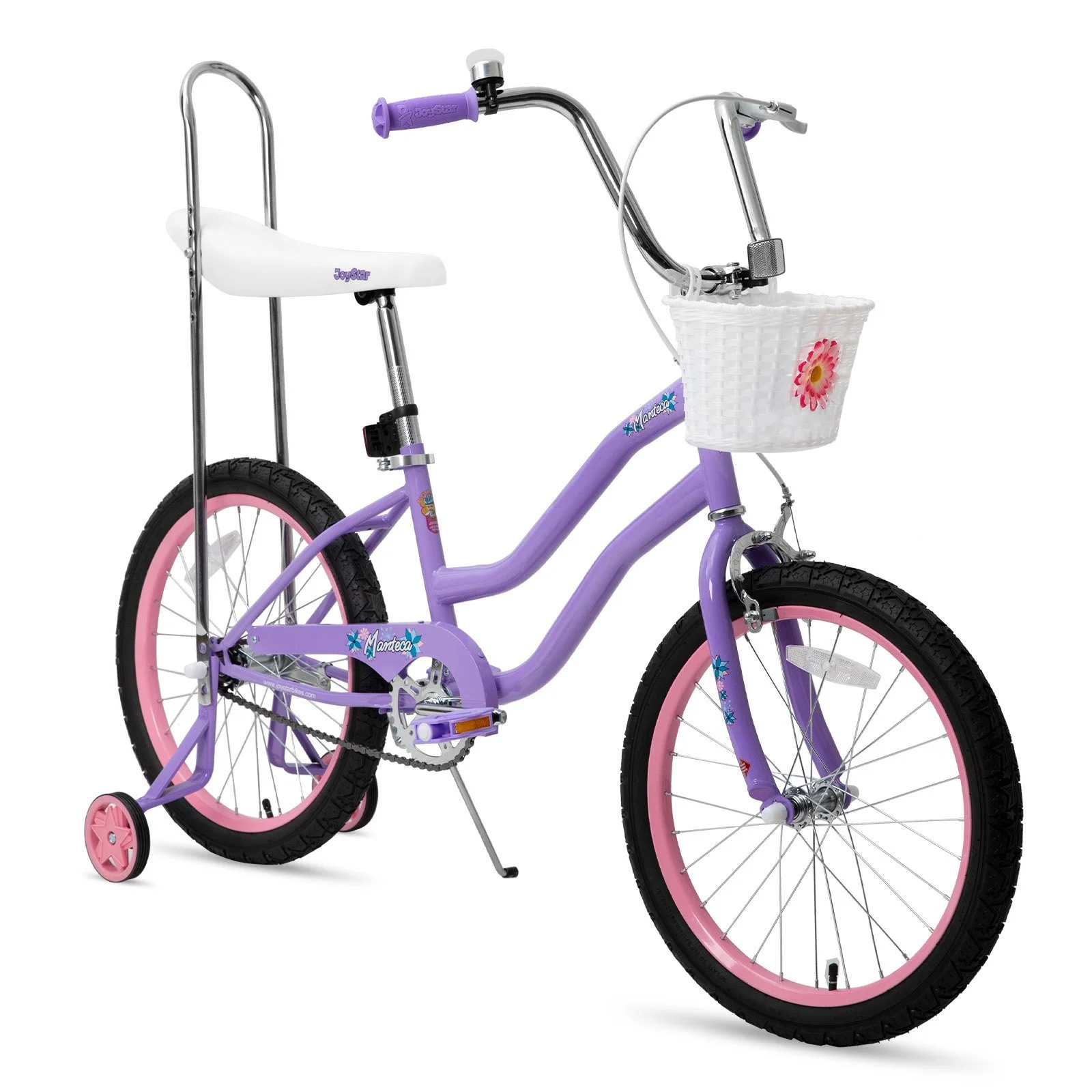 20 Inch Girls Bike with Training Wheels, Banana Seat, Hand & Coaster Brakes
