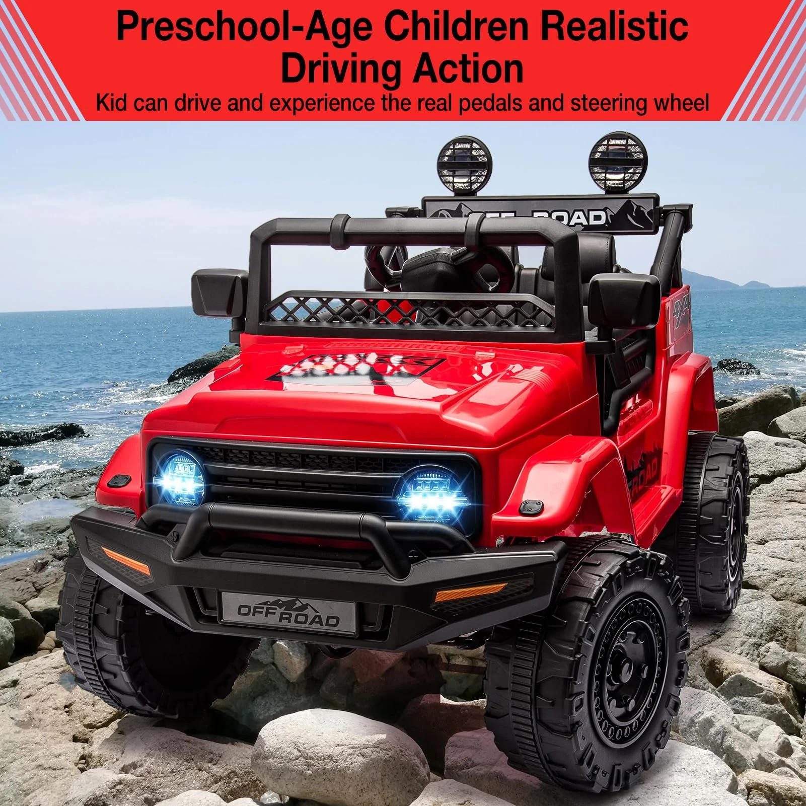 12V Kids Ride On Truck with Remote, Suspension, Bluetooth & LED Lights