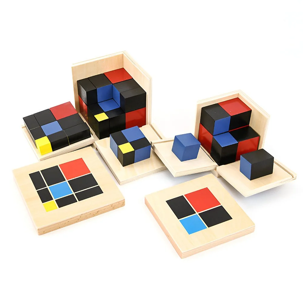 Montessori Wooden Binomial & Trinomial Cube Math Toy for Kids Ages 3-6