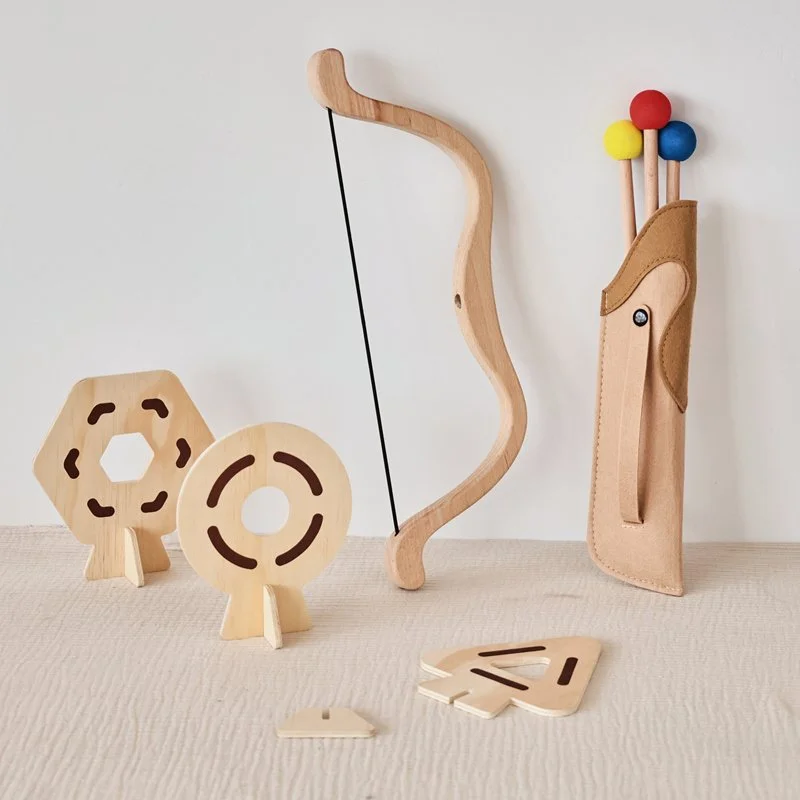 Wooden Baby Archery Set with Felt Arrows & Tri-Color Target
