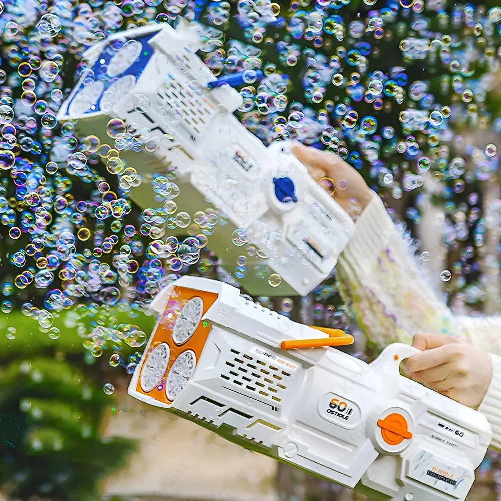 Electric Bubble Gun 60-Hole Automatic Machine with Lights for Kids & Parties