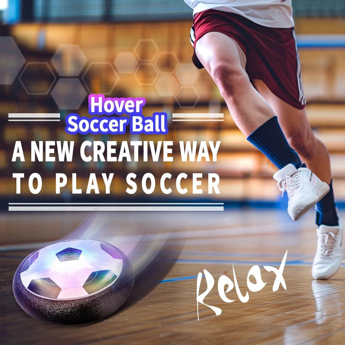 7" Hover Soccer Ball for Kids - LED Music Floating Football for Indoor Fun