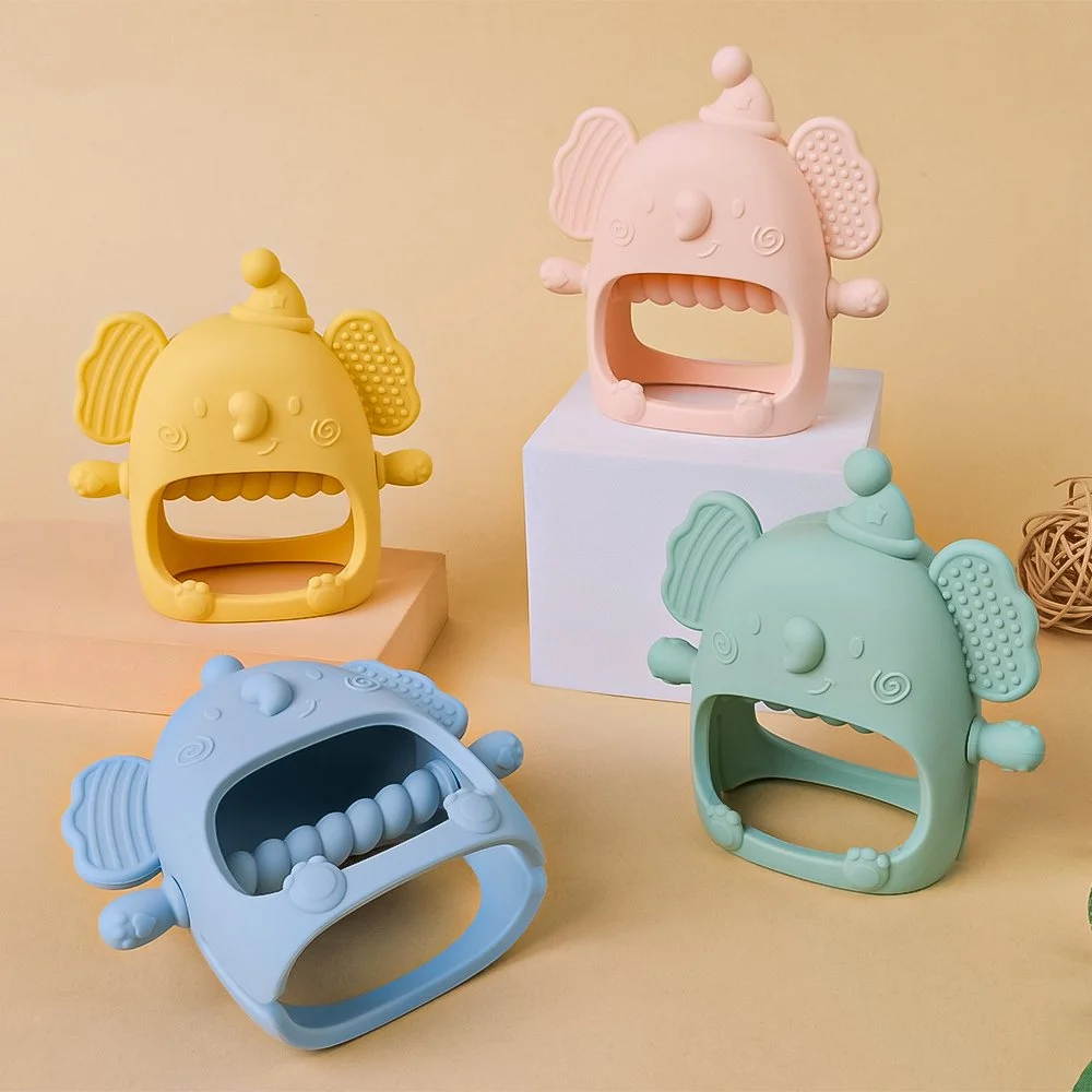 Elephant Silicone Teething Toy & Anti-Drop Glove Set for Infants