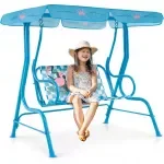 Kids Porch Swing with Adjustable Canopy & Safety Belts