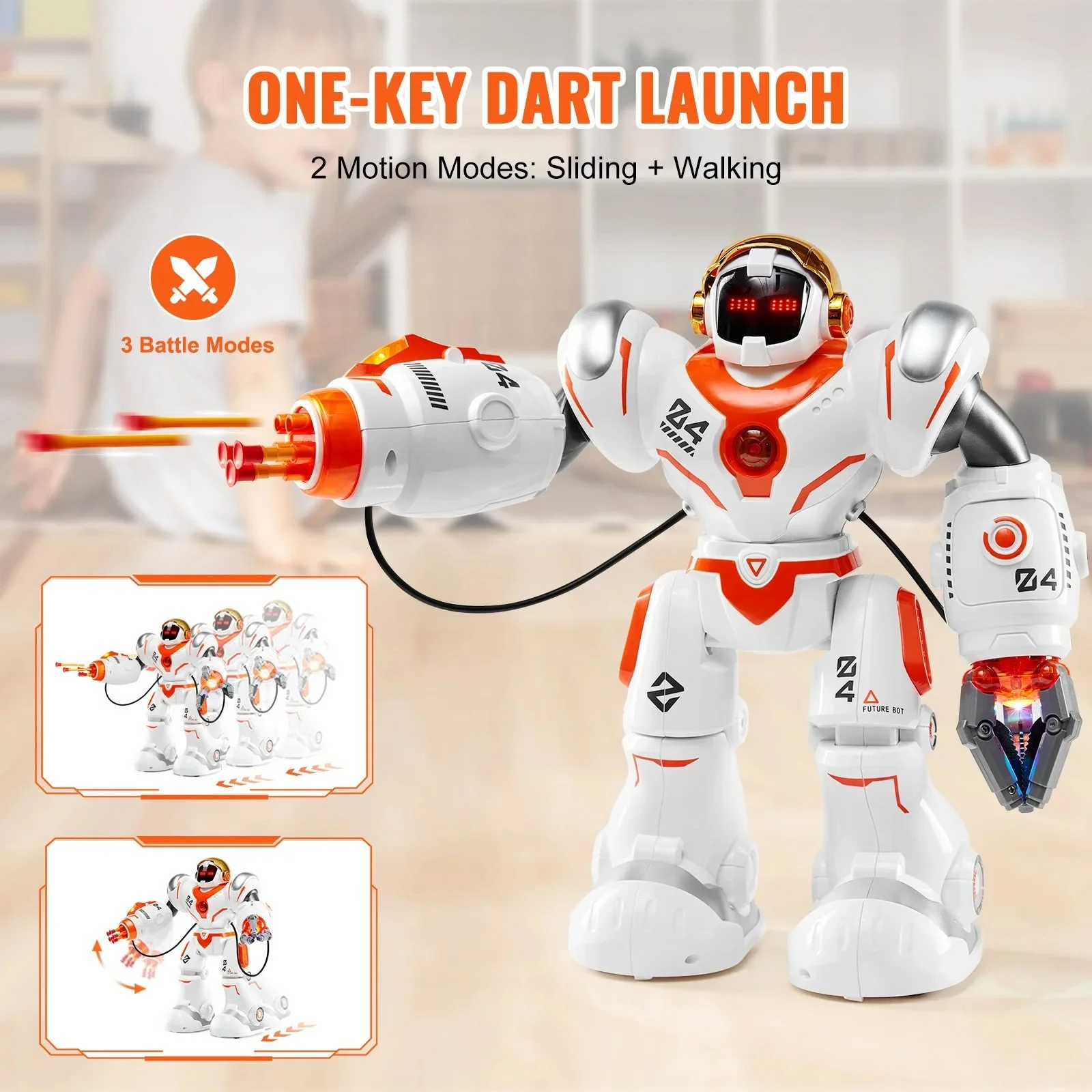 Interactive RC Robot Toy with Battle Mode, Programmable Remote Control & Dancing Features